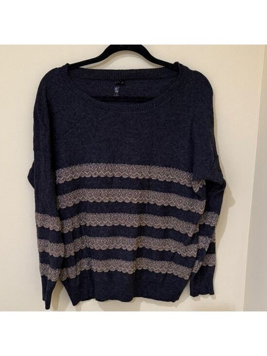 VIP Sweaters - VIP dark Gray and Beige women’s Sweater Top size large
